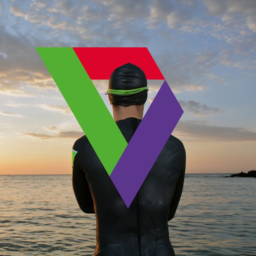 SBR logomark and athlete gazing over an ocean sunset