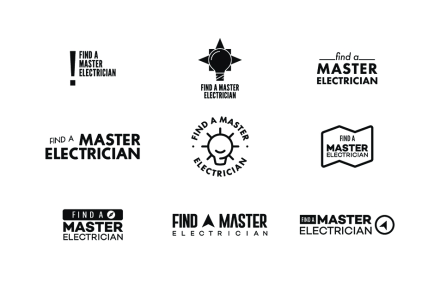 A range of early FAME logo ideas