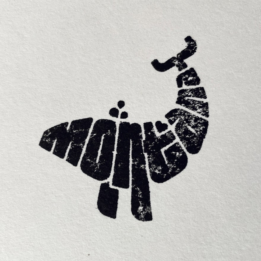 Detail of Montana stamped in black ink