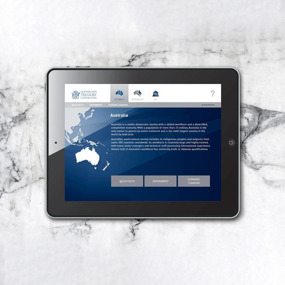 Australia chapter screen on the QTC Investor app