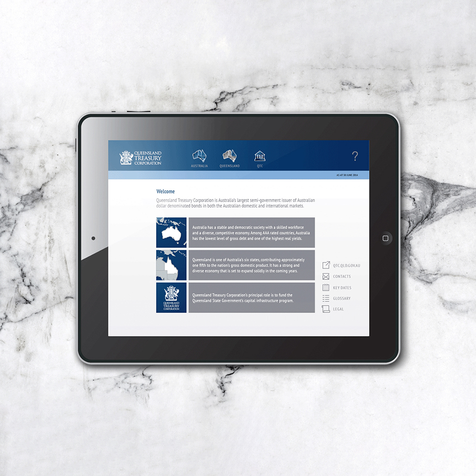 Welcome screen on the QTC Investor app