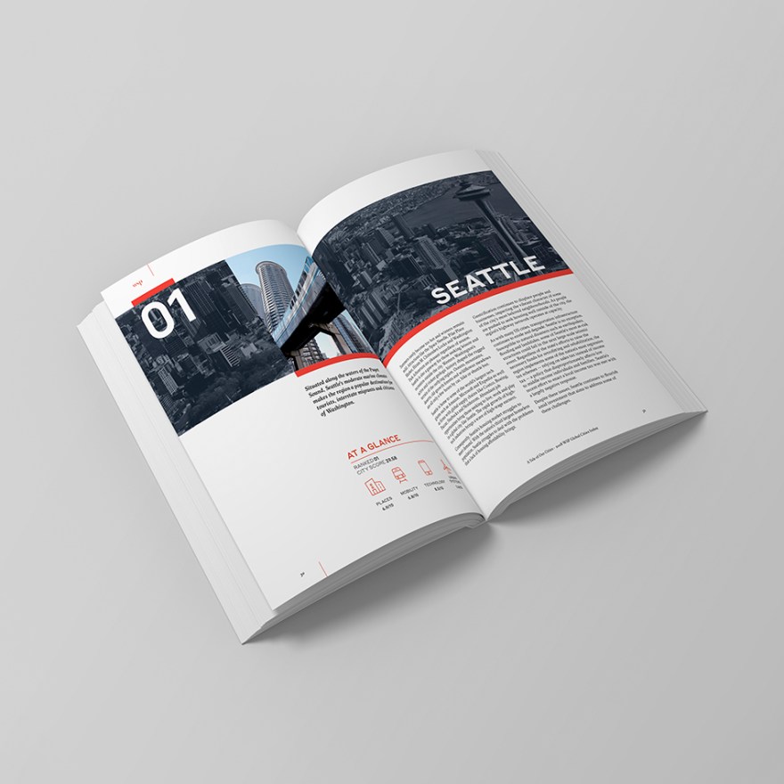 The city of Seattle case study spread from the WSP Global Cities Index: A Tale of Our Cities