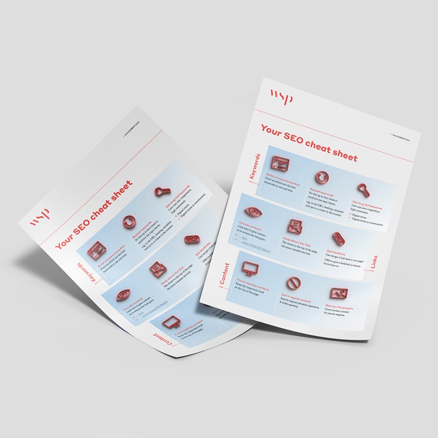 A single-sided A4 flyer with all the basic information that writers need to know to make their content search friendly