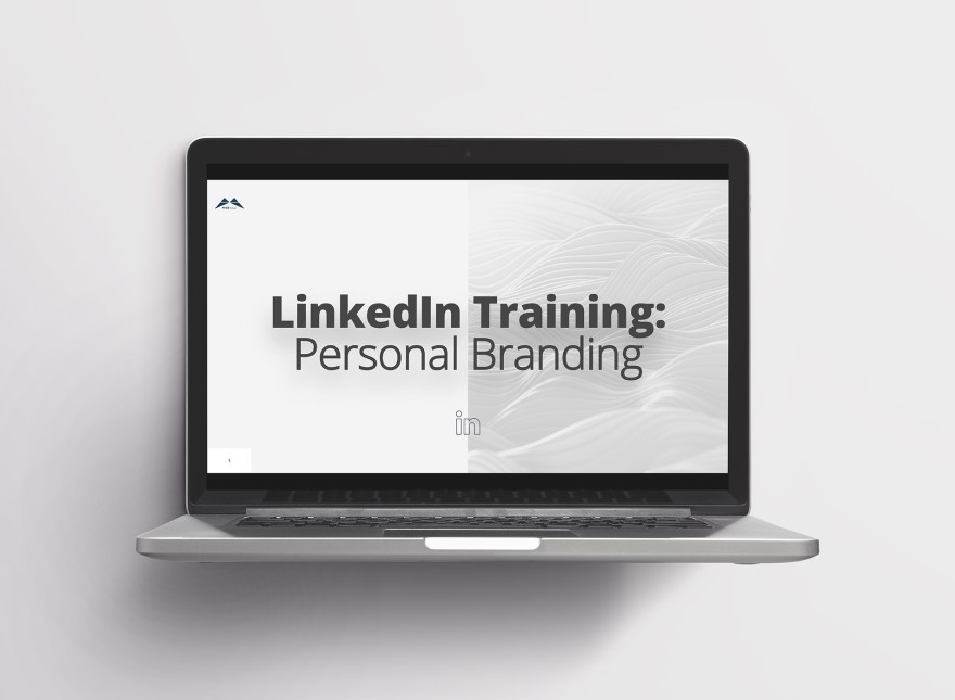 Computer showing presentation design for LinkedIn training